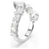 Matrix-Ring mit gemischten Schliffen, weiß, rhodiniert Matrix-Ring mit gemischten Schliffen, weiß, rhodiniert