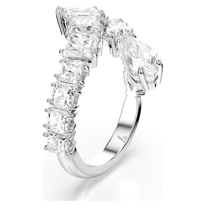 Matrix-Ring mit gemischten Schliffen, weiß, rhodiniert Matrix-Ring mit gemischten Schliffen, weiß, rhodiniert