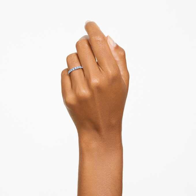 Matrix-Ring mit rundem Schliff, blau, rhodiniert Matrix-Ring mit rundem Schliff, blau, rhodiniert