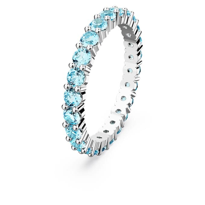 Matrix-Ring mit rundem Schliff, blau, rhodiniert Matrix-Ring mit rundem Schliff, blau, rhodiniert