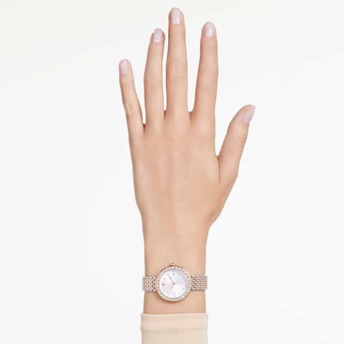Matrix Tennis 7-Link-Uhr, Swiss Made, Metallarmband, Roségold-Farbton, gemischte Metalloberfläche Matrix Tennis 7-Link-Uhr, Swiss Made, Metallarmband, Roségold-Farbton, gemischte Metalloberfläche