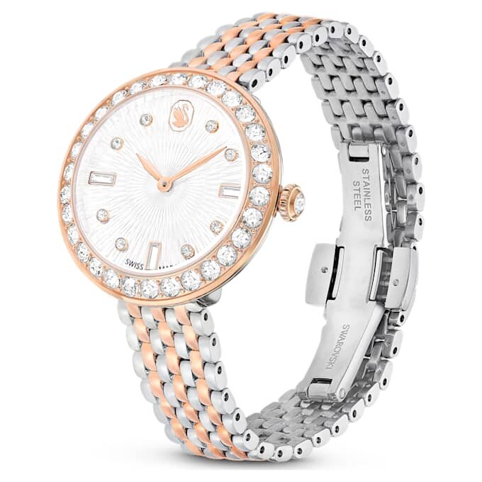 Matrix Tennis 7-Link-Uhr, Swiss Made, Metallarmband, Roségold-Farbton, gemischte Metalloberfläche Matrix Tennis 7-Link-Uhr, Swiss Made, Metallarmband, Roségold-Farbton, gemischte Metalloberfläche
