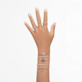 Matrix Tennis-Armband mit rundgeschliffenen Steinen, weiß, roségoldfarben plattiert Matrix Tennis-Armband mit rundgeschliffenen Steinen, weiß, roségoldfarben plattiert