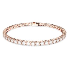 Matrix Tennis-Armband mit rundgeschliffenen Steinen, weiß, roségoldfarben plattiert Matrix Tennis-Armband mit rundgeschliffenen Steinen, weiß, roségoldfarben plattiert