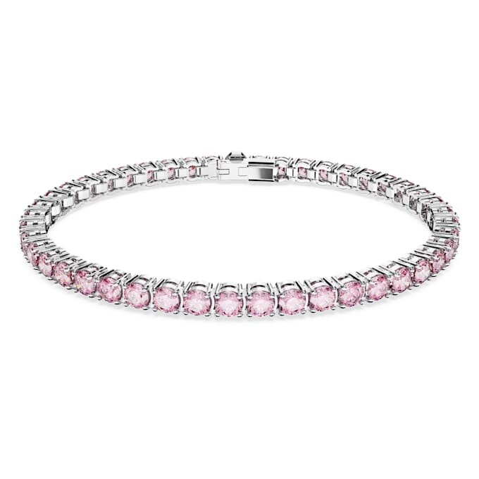 Matrix Tennis-Armband, Rundschliff, Rosa, rhodiniert Matrix Tennis-Armband, Rundschliff, Rosa, rhodiniert