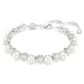 Matrix Tennisarmband Crystal Pearl, Rundschliff, Weiß, rhodiniert Matrix Tennisarmband Crystal Pearl, Rundschliff, Weiß, rhodiniert