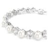Matrix Tennisarmband Crystal Pearl, Rundschliff, Weiß, rhodiniert