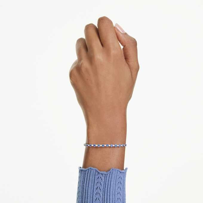 Matrix Tennisarmband mit gemischten Rundschliffen, blau, rhodiniert Matrix Tennisarmband mit gemischten Rundschliffen, blau, rhodiniert