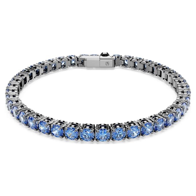 Matrix Tennisarmband, Rundschliff, Blau, rutheniumbeschichtet Matrix Tennisarmband, Rundschliff, Blau, rutheniumbeschichtet