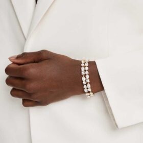 Mesmera-Armband mit gemischten Schliffen, weiß, goldfarben plattiert Mesmera-Armband mit gemischten Schliffen, weiß, goldfarben plattiert