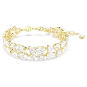 Mesmera-Armband mit gemischten Schliffen, weiß, goldfarben plattiert Mesmera-Armband mit gemischten Schliffen, weiß, goldfarben plattiert