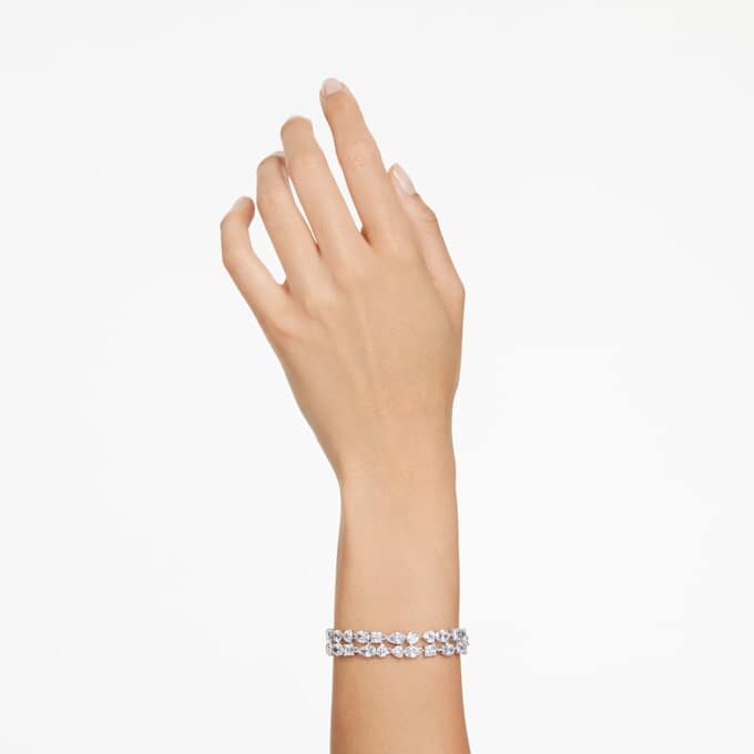 Mesmera-Armband mit gemischten Schliffformen, weiß, rhodiniert Mesmera-Armband mit gemischten Schliffformen, weiß, rhodiniert