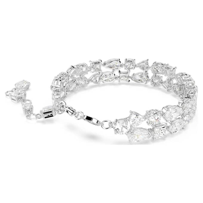 Mesmera-Armband mit gemischten Schliffformen, weiß, rhodiniert Mesmera-Armband mit gemischten Schliffformen, weiß, rhodiniert
