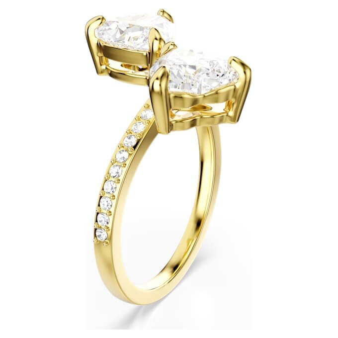 Mesmera Offener Ring mit Herzschliff, Pavé, Weiß, vergoldet Mesmera Offener Ring mit Herzschliff, Pavé, Weiß, vergoldet