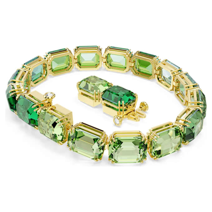 Millenia-Armband mit achteckigem Schliff, Farbverlauf, grün, goldfarben plattiert Millenia-Armband mit achteckigem Schliff, Farbverlauf, grün, goldfarben plattiert