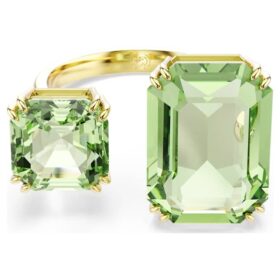 Millenia Offener Ring mit Achtkant-Schliff, grün, goldfarben plattiert