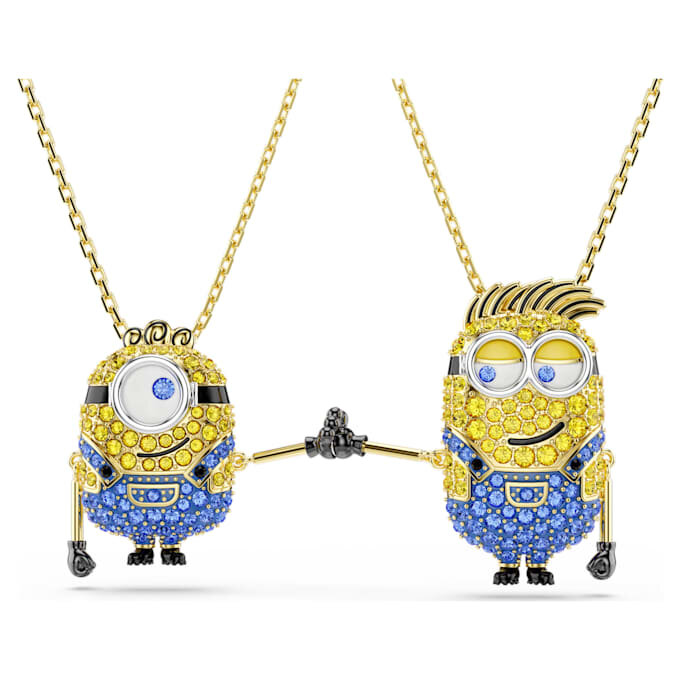 Minions James und Henry, Pavé-Besatz, mehrfarbig, vergoldet Minions James und Henry, Pavé-Besatz, mehrfarbig, vergoldet