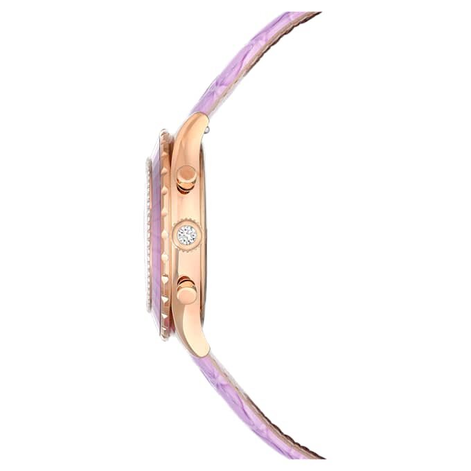 Octea Chrono Uhr Swiss Made, Lederarmband, Lila, roségoldfarbenes Finish Octea Chrono Uhr Swiss Made, Lederarmband, Lila, roségoldfarbenes Finish