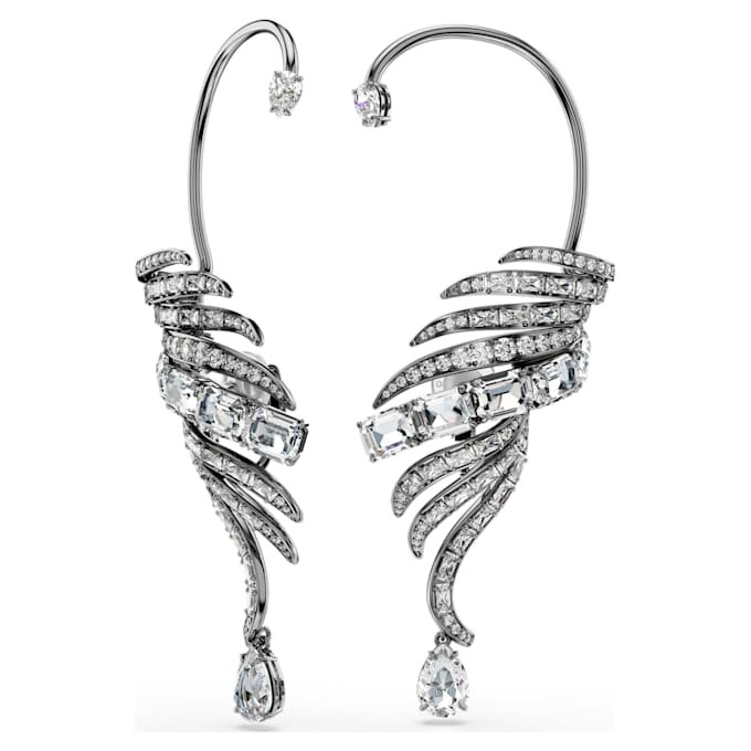 Ohrklemmen aus der Vienna-Kollektion „Feather“, groß, weiß, rutheniumbeschichtet Ohrklemmen aus der Vienna-Kollektion „Feather“, groß, weiß, rutheniumbeschichtet
