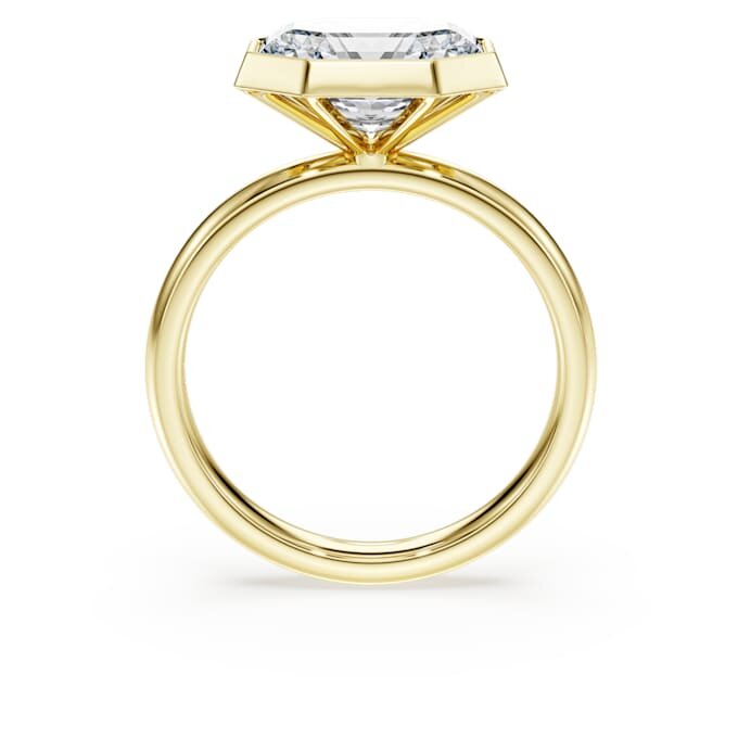 Ring mit achteckiger Fassung, im Labor gezüchtete Diamanten, 3,0 Karat insgesamt, achteckige Form, 14-karätiges Gelbgold Ring mit achteckiger Fassung, im Labor gezüchtete Diamanten, 3,0 Karat insgesamt, achteckige Form, 14-karätiges Gelbgold