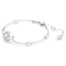 Schlangenarmband mit Kristallperle, gemischte Schliffe, Jahr der Schlange, weiß, rhodiniert Schlangenarmband mit Kristallperle, gemischte Schliffe, Jahr der Schlange, weiß, rhodiniert