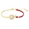 Schlangenarmband mit Kristallperlen, gemischte Schliffe, Jahr der Schlange, rot, goldfarben plattiert Schlangenarmband mit Kristallperlen, gemischte Schliffe, Jahr der Schlange, rot, goldfarben plattiert