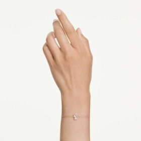 Schwan-Armband mit gemischten Schliffen, Schwan, Weiß, roségoldfarben plattiert Schwan-Armband mit gemischten Schliffen, Schwan, Weiß, roségoldfarben plattiert