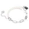 Schwan-Armband mit Kristallperlen, Schwan, schwarz, Metallmix-Finish Schwan-Armband mit Kristallperlen, Schwan, schwarz, Metallmix-Finish