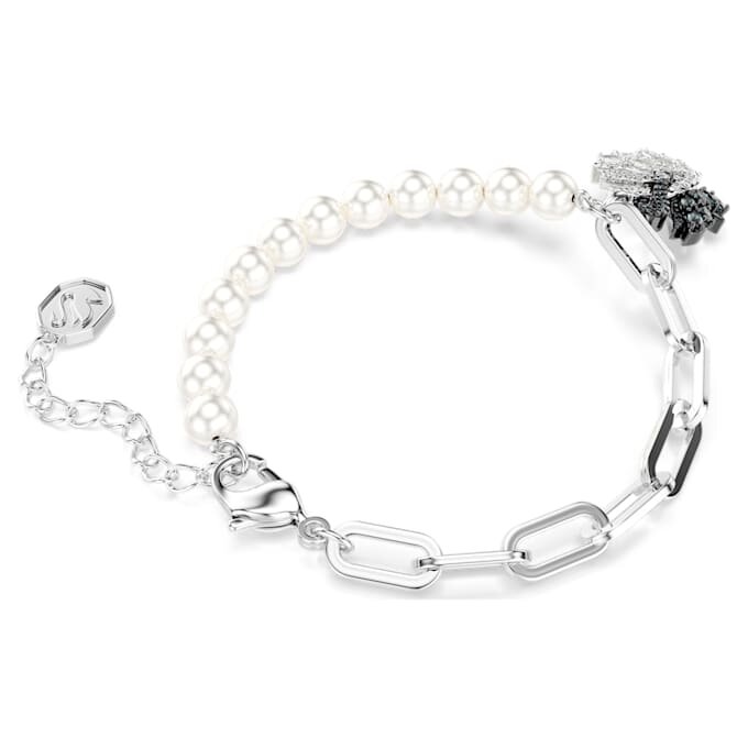 Schwan-Armband mit Kristallperlen, Schwan, schwarz, Metallmix-Finish Schwan-Armband mit Kristallperlen, Schwan, schwarz, Metallmix-Finish