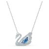 Schwan-Halskette „Dancing Swan“, blau, rhodiniert