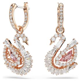 Schwan-Ohrringe Pavé, Schwan, Rosa