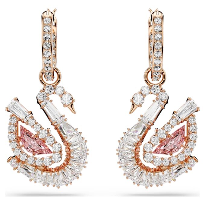 Schwan-Ohrringe Pavé, Schwan, Rosa Schwan-Ohrringe Pavé, Schwan, Rosa