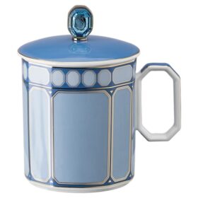 Signum-Becher mit Deckel aus Porzellan, blau