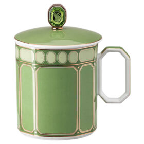 Signum-Becher mit Deckel, Porzellan, grün