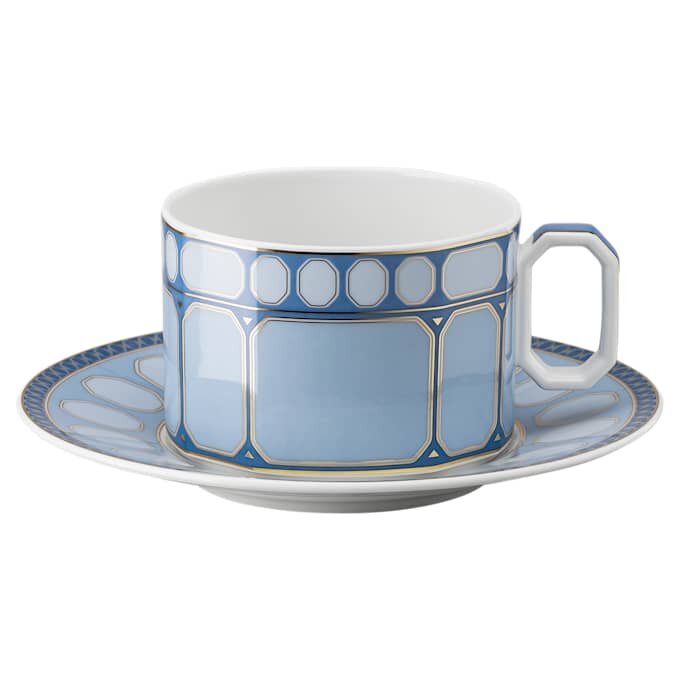 Signum-Teetasse mit Untertasse aus Porzellan, blau Signum-Teetasse mit Untertasse aus Porzellan, blau