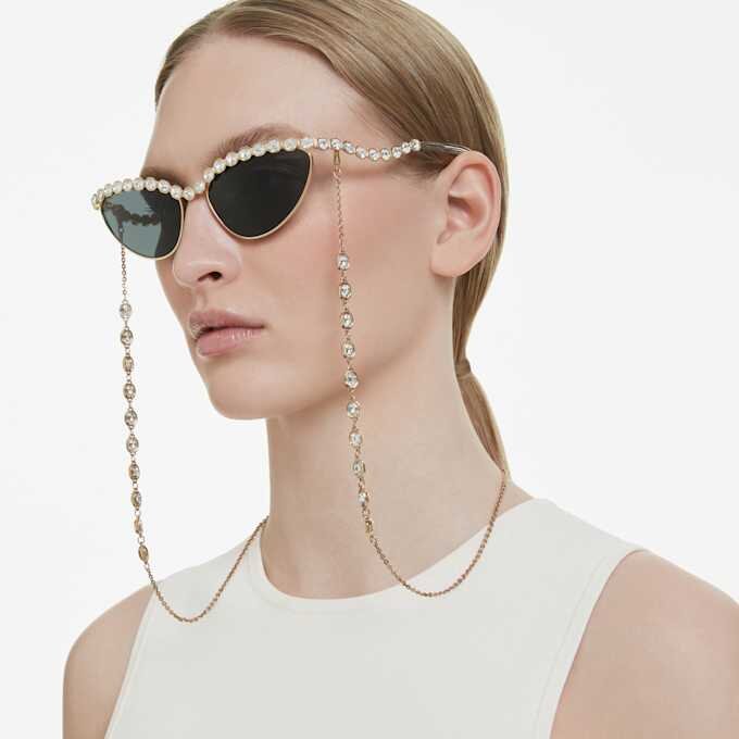 Sonnenbrille in Cat-Eye-Form, mit Kette, grau Sonnenbrille in Cat-Eye-Form, mit Kette, grau