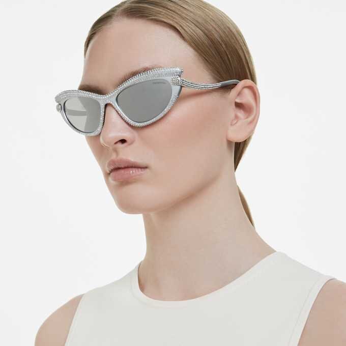 Sonnenbrille in Cat-Eye-Form, silberfarben Sonnenbrille in Cat-Eye-Form, silberfarben