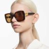 Sonnenbrille, Oversize, quadratische Form, SK6001, braun Sonnenbrille, Oversize, quadratische Form, SK6001, braun