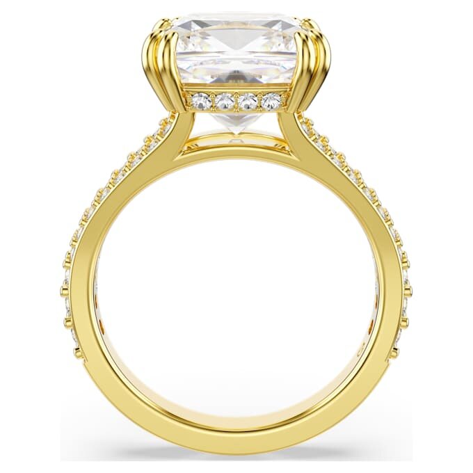 Stilla Cocktailring, quadratischer Schliff, Pavé, weiß, vergoldet Stilla Cocktailring, quadratischer Schliff, Pavé, weiß, vergoldet