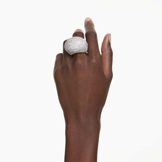 Sublima Cocktailring, groß, weiß, rhodiniert Sublima Cocktailring, groß, weiß, rhodiniert