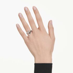Sublima Offener Ring mit gemischten Schliffen, weiß, rutheniumbeschichtet Sublima Offener Ring mit gemischten Schliffen, weiß, rutheniumbeschichtet
