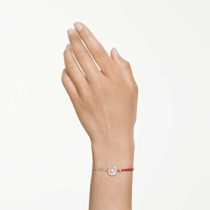 Symbolica-Armband mit Kristallperle, Pavé, Hufeisen, weiß, roségoldfarben plattiert Symbolica-Armband mit Kristallperle, Pavé, Hufeisen, weiß, roségoldfarben plattiert