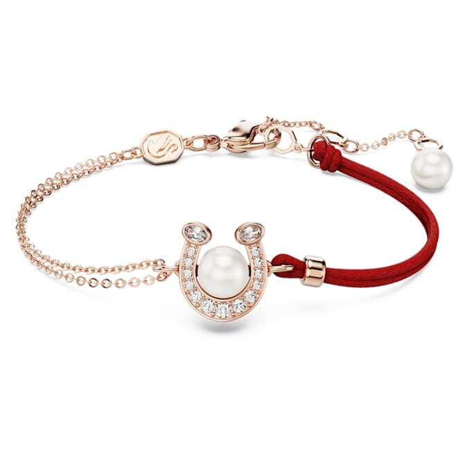 Symbolica-Armband mit Kristallperle, Pavé, Hufeisen, weiß, roségoldfarben plattiert Symbolica-Armband mit Kristallperle, Pavé, Hufeisen, weiß, roségoldfarben plattiert