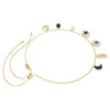Symbolica-Halskette mit Kristallperle, Mond, Infinity-Symbol, Kleeblatt, bösem Blick und Hufeisen, blau, goldfarben plattiert Symbolica-Halskette mit Kristallperle, Mond, Infinity-Symbol, Kleeblatt, bösem Blick und Hufeisen, blau, goldfarben plattiert