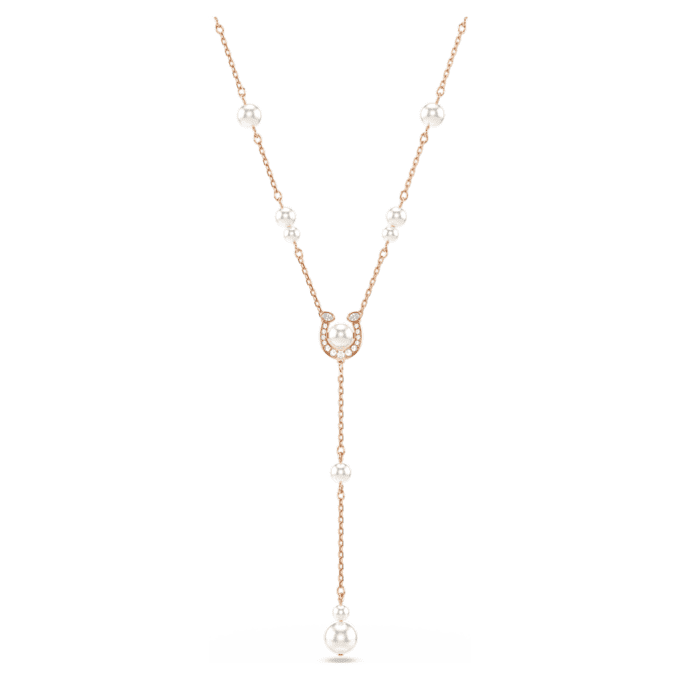 Symbolica Y-Halskette mit Kristallperle, Pavé, Hufeisen, Weiß, roségoldfarben plattiert Symbolica Y-Halskette mit Kristallperle, Pavé, Hufeisen, Weiß, roségoldfarben plattiert