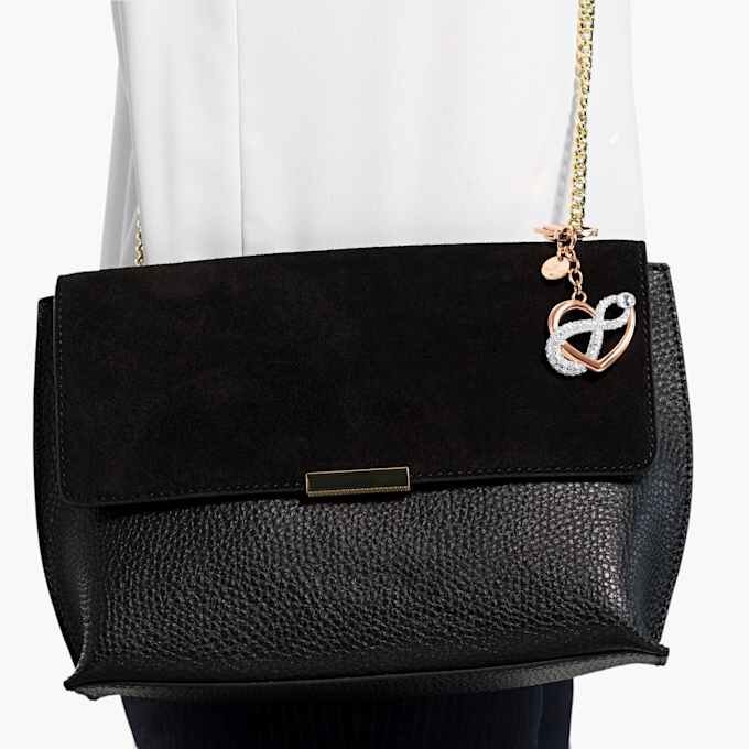Taschenanhänger „Infinity“ und Herz, Weiß, Metall-Mix-Finish Taschenanhänger „Infinity“ und Herz, Weiß, Metall-Mix-Finish