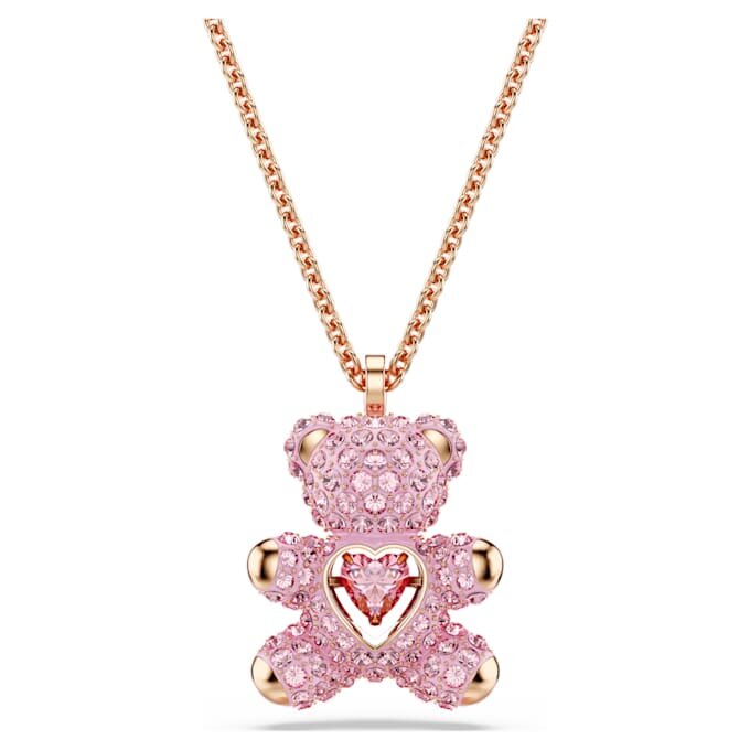 Teddy-Anhänger, Rosa, roségoldfarben plattiert Teddy-Anhänger, Rosa, roségoldfarben plattiert