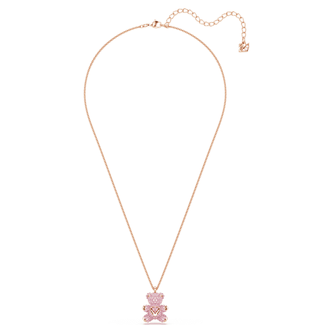 Teddy-Anhänger, Rosa, roségoldfarben plattiert Teddy-Anhänger, Rosa, roségoldfarben plattiert