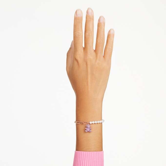 Teddy-Armband mit Kristallperle, Bär, Rosa, roségoldfarben plattiert Teddy-Armband mit Kristallperle, Bär, Rosa, roségoldfarben plattiert