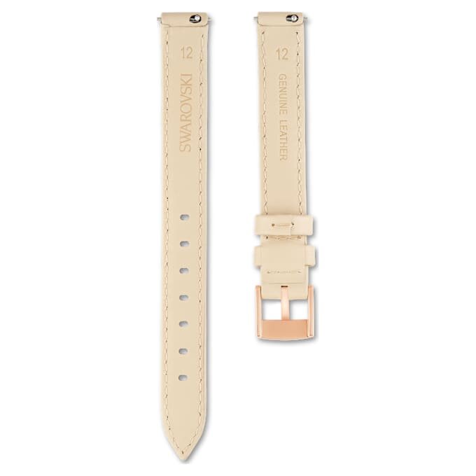 Uhrenarmband, 12 mm (0,47″) breit, Leder, beige, roségoldfarben Uhrenarmband, 12 mm (0,47″) breit, Leder, beige, roségoldfarben